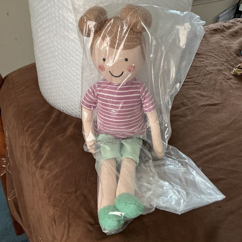 Pillowfort Decorative Kids Pillow Pal Girl Rag Doll Purple Striped Plush 20”